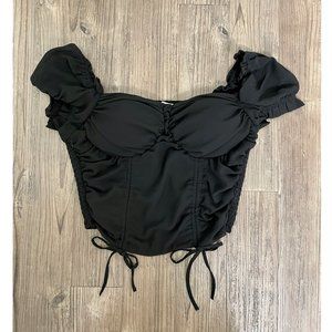 Black Ruffled Blouse/ sizeM